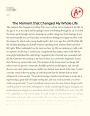 The Moment that Changed Everything: Personal Experience Essay