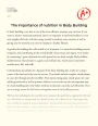 The Importance of Nutrition in Body Building Essay