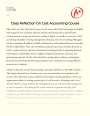 Class Reflection on Cost Accounting Course Essay