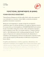 Functional Departments in Banks Essay