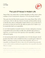 The Lack of Values in Modern Life Essay