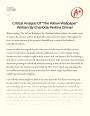 Critical Analysis of "The Yellow Wallpaper" Written by Charlotte Perkins Gilman Essay