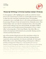 Personal Writing: Criminal Justice Career Choices Essay
