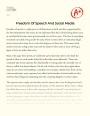 Freedom of Speech and Social Media Essay