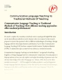 Communicative Language Teaching Vs Traditional Methods of Teaching Essay
