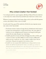 Why Cricket is Better than Football Essay