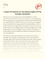 Impact of Internet on The Mental Health of The Younger Generation Essay