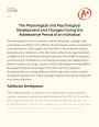 Physiological and Psychological Development in Adolescence Essay