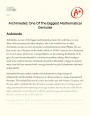Archimedes: One of The Biggest Mathematical Geniuses Essay