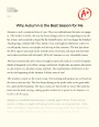 Why Autumn is The Best Season for Me Essay