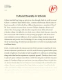 Cultural Diversity in Schools Essay