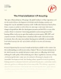 The Issue of Financialization of Housing in The Global Markets Essay