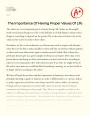 The Importance of Having Proper Values of Life Essay