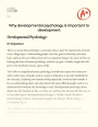 Why Developmental Psychology is Important to Development Essay