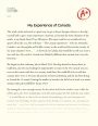 The Canada Experience of My Family Friend Essay