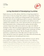 Living Standard of Developing Countries Essay